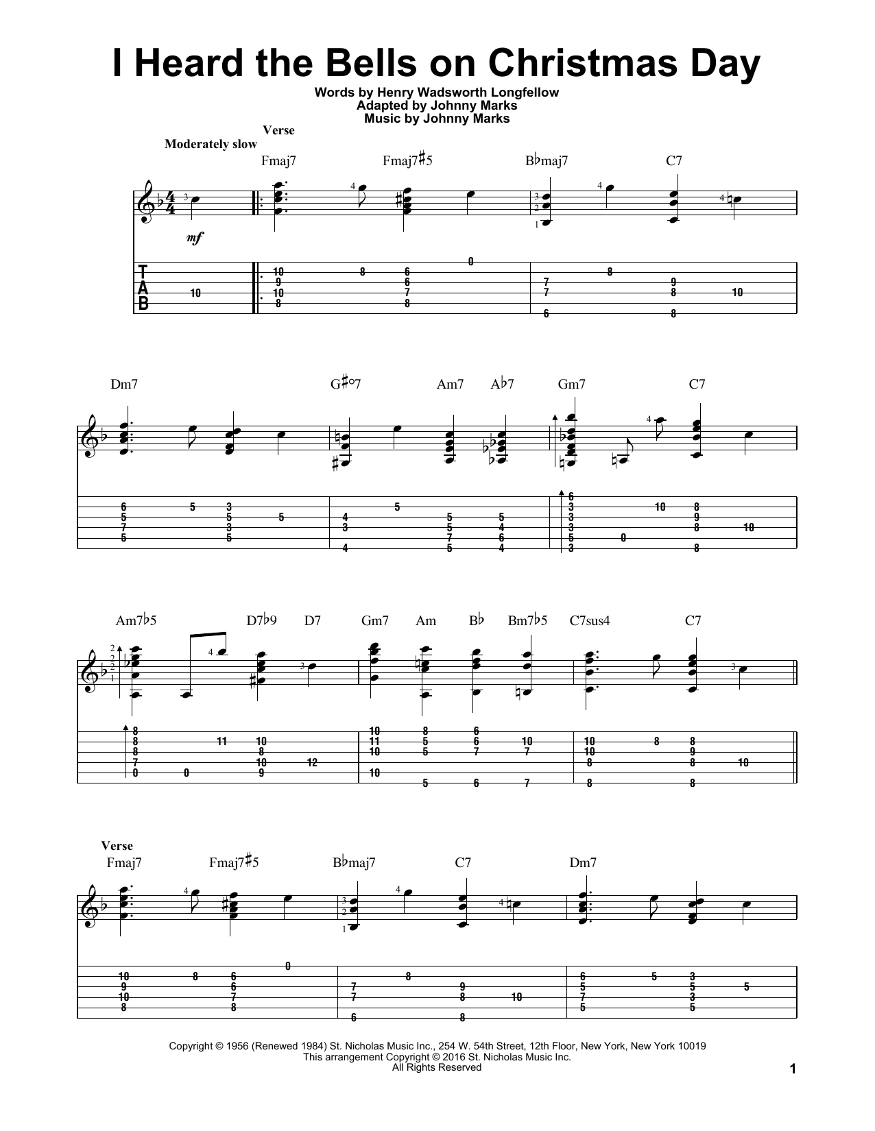 Johnny Marks I Heard The Bells On Christmas Day Sheet Music Notes & Chords for Violin - Download or Print PDF