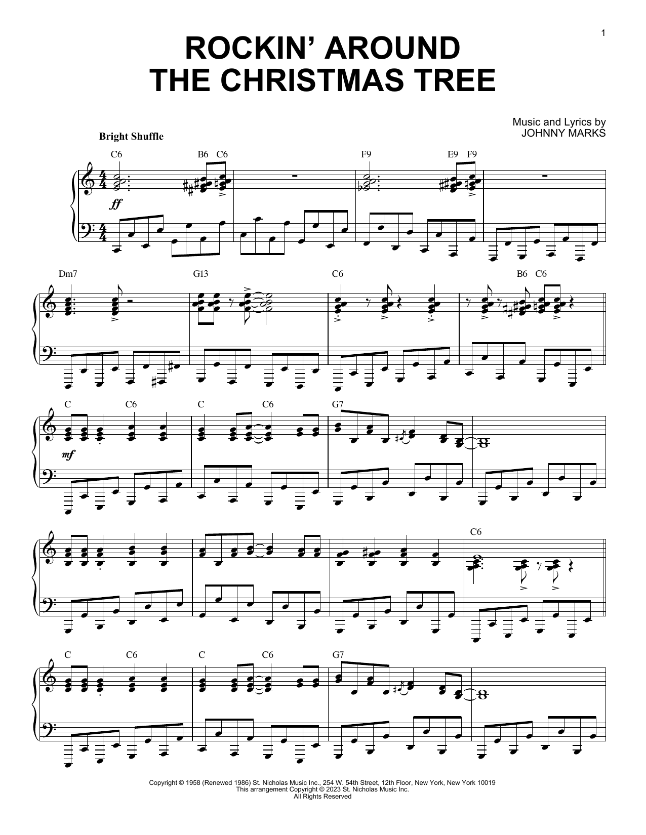 Johnny Marks Rockin' Around The Christmas Tree [Boogie Woogie version] (arr. Brent Edstrom) Sheet Music Notes & Chords for Piano Solo - Download or Print PDF