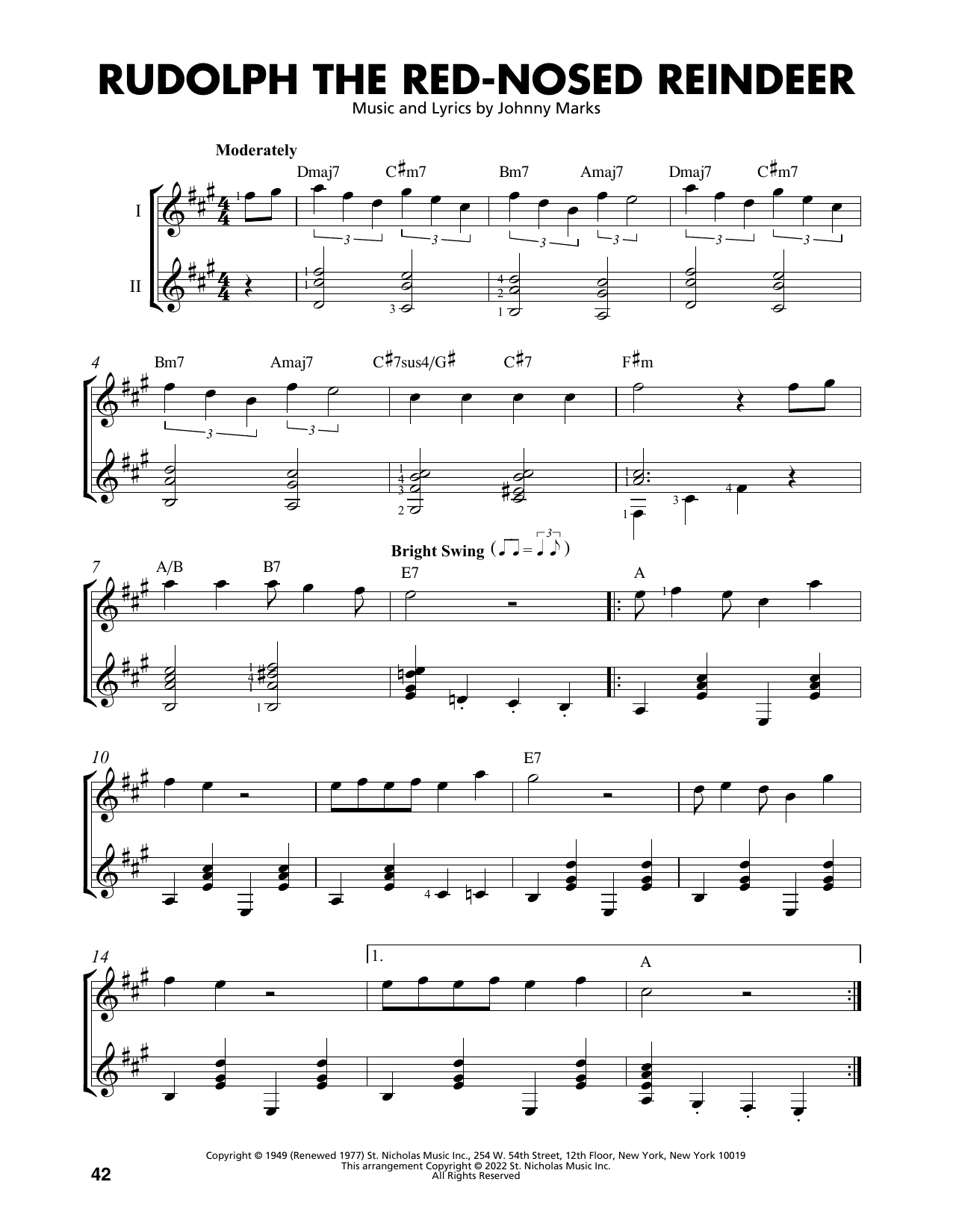 Johnny Marks Rudolph The Red-Nosed Reindeer (arr. Mark Phillips) Sheet Music Notes & Chords for Easy Guitar Tab - Download or Print PDF