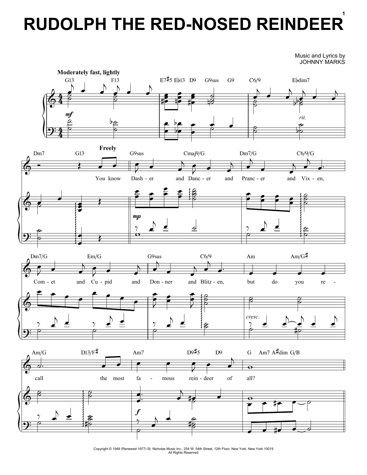 Johnny Marks Rudolph The Red-Nosed Reindeer (arr. Brent Edstrom) Sheet Music Notes & Chords for Piano Solo - Download or Print PDF