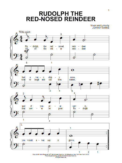Johnny Marks Rudolph The Red-Nosed Reindeer Sheet Music Notes & Chords for Voice - Download or Print PDF