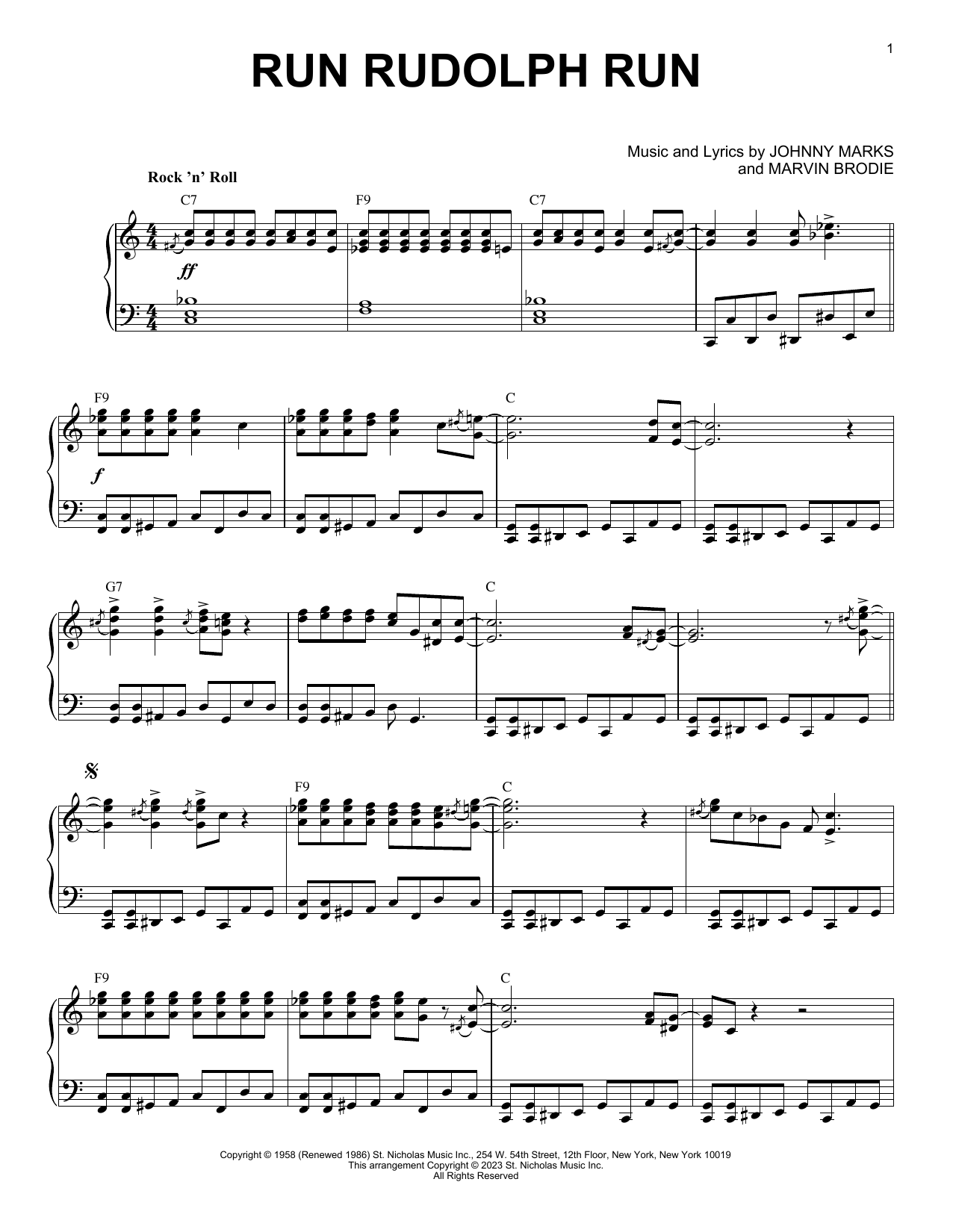 Johnny Marks Run Rudolph Run [Boogie Woogie version] (arr. Brent Edstrom) Sheet Music Notes & Chords for Piano Solo - Download or Print PDF