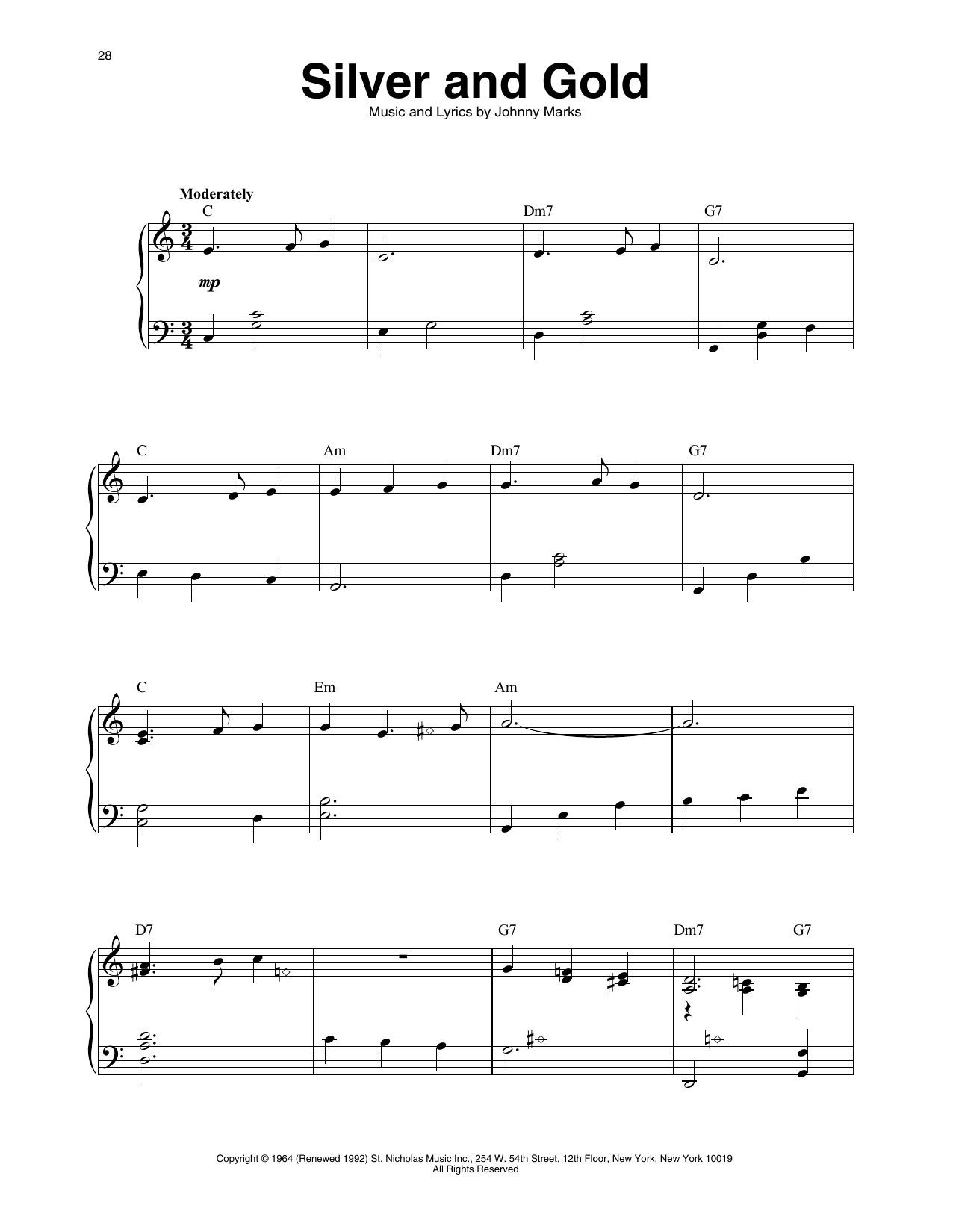 Johnny Marks Silver And Gold (arr. Maeve Gilchrist) Sheet Music Notes & Chords for Harp - Download or Print PDF