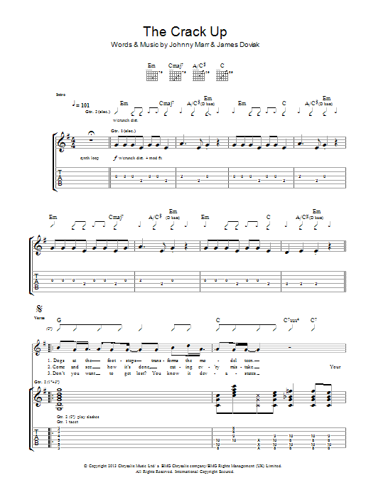 Johnny Marr The Crack Up Sheet Music Notes & Chords for Guitar Tab - Download or Print PDF