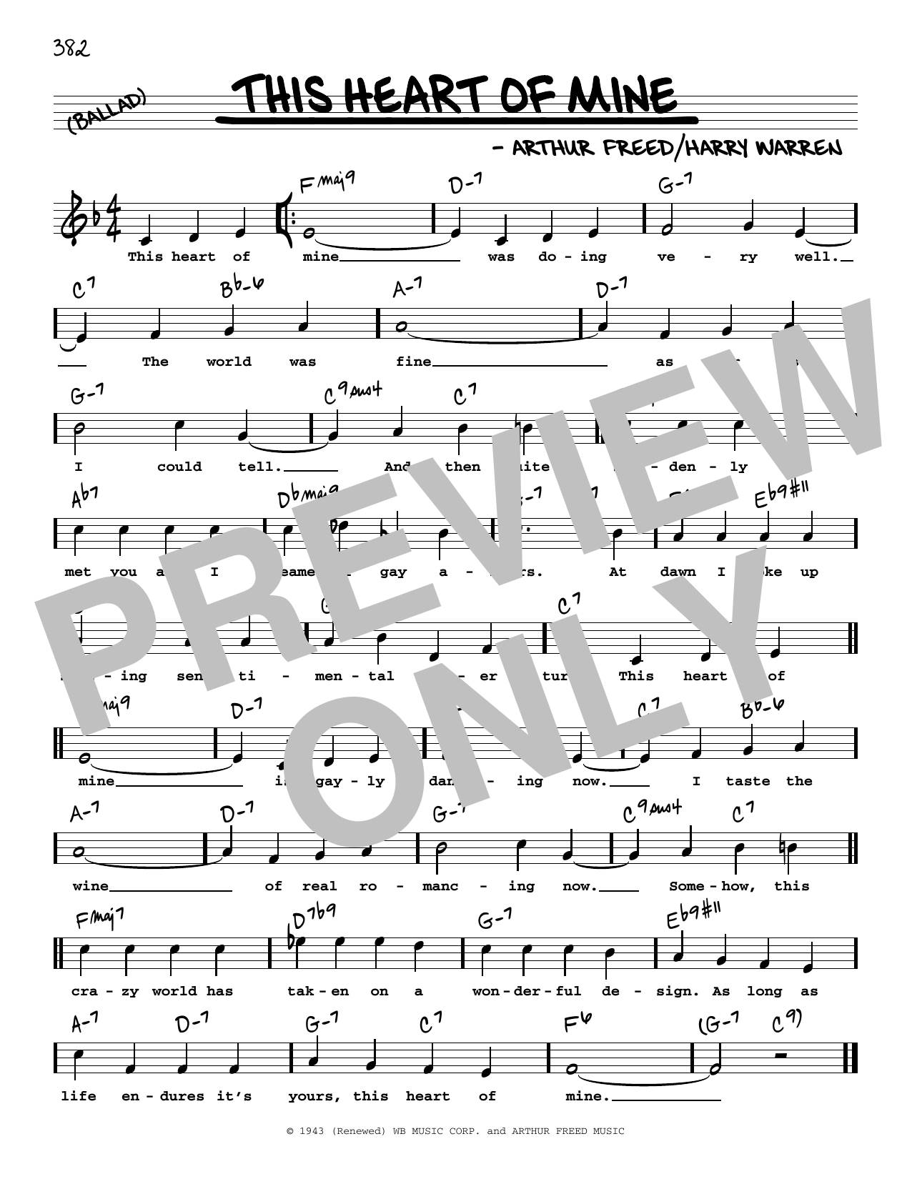 Johnny Mathis This Heart Of Mine (High Voice) Sheet Music Notes & Chords for Real Book – Melody, Lyrics & Chords - Download or Print PDF
