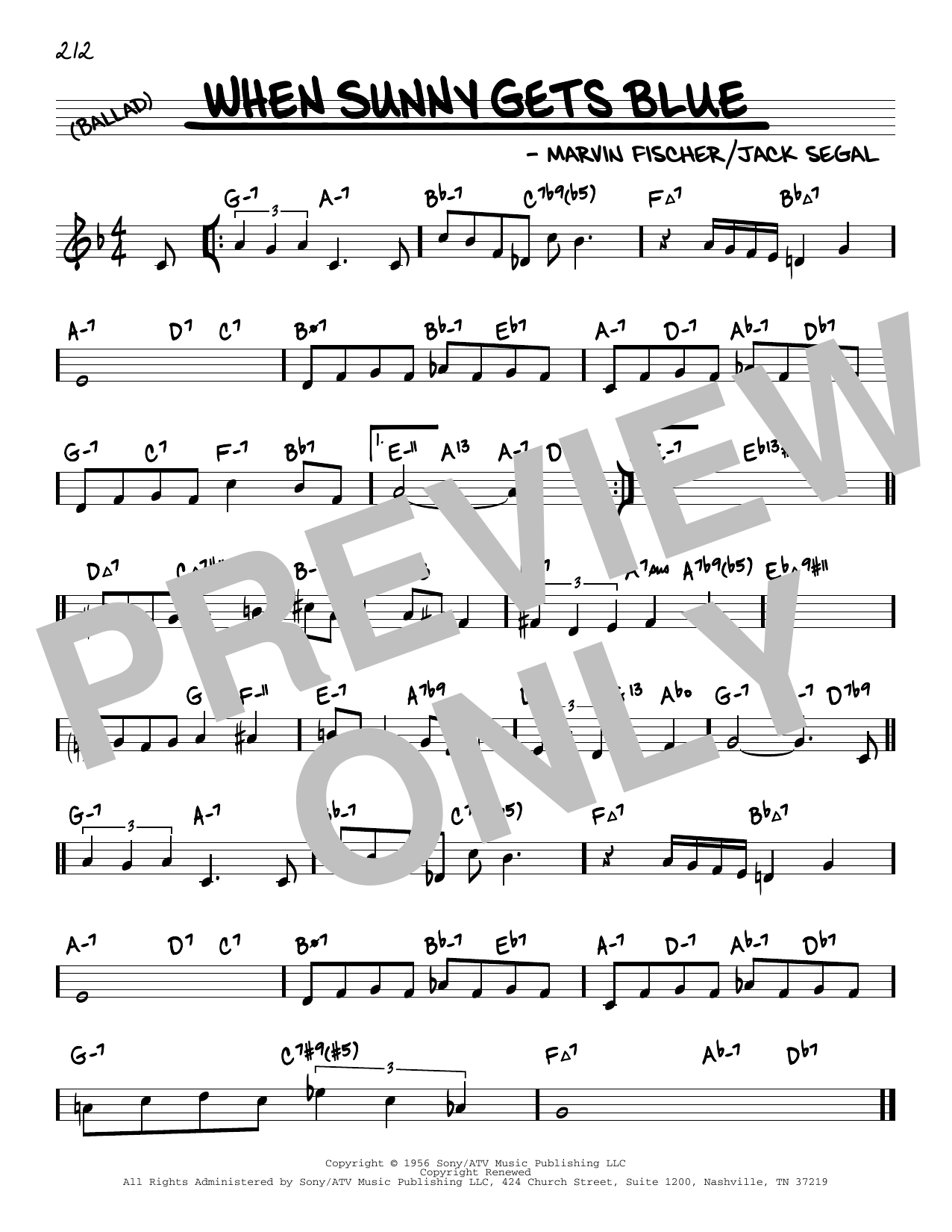 Johnny Mathis When Sunny Gets Blue (arr. David Hazeltine) Sheet Music Notes & Chords for Real Book – Enhanced Chords - Download or Print PDF