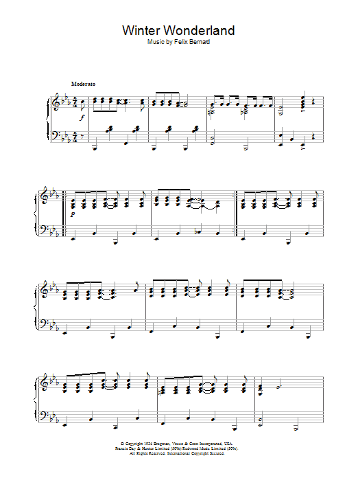 Johnny Mathis Winter Wonderland Sheet Music Notes & Chords for Lyrics & Piano Chords - Download or Print PDF