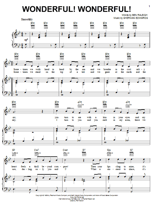 Johnny Mathis Wonderful! Wonderful! Sheet Music Notes & Chords for Melody Line, Lyrics & Chords - Download or Print PDF