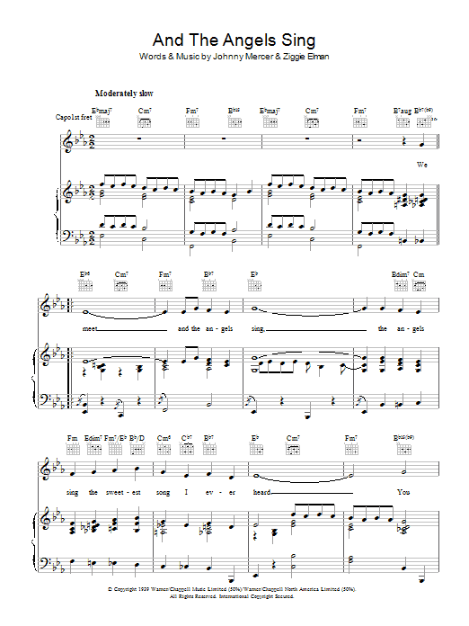 Johnny Mercer And The Angels Sing Sheet Music Notes & Chords for Piano, Vocal & Guitar (Right-Hand Melody) - Download or Print PDF