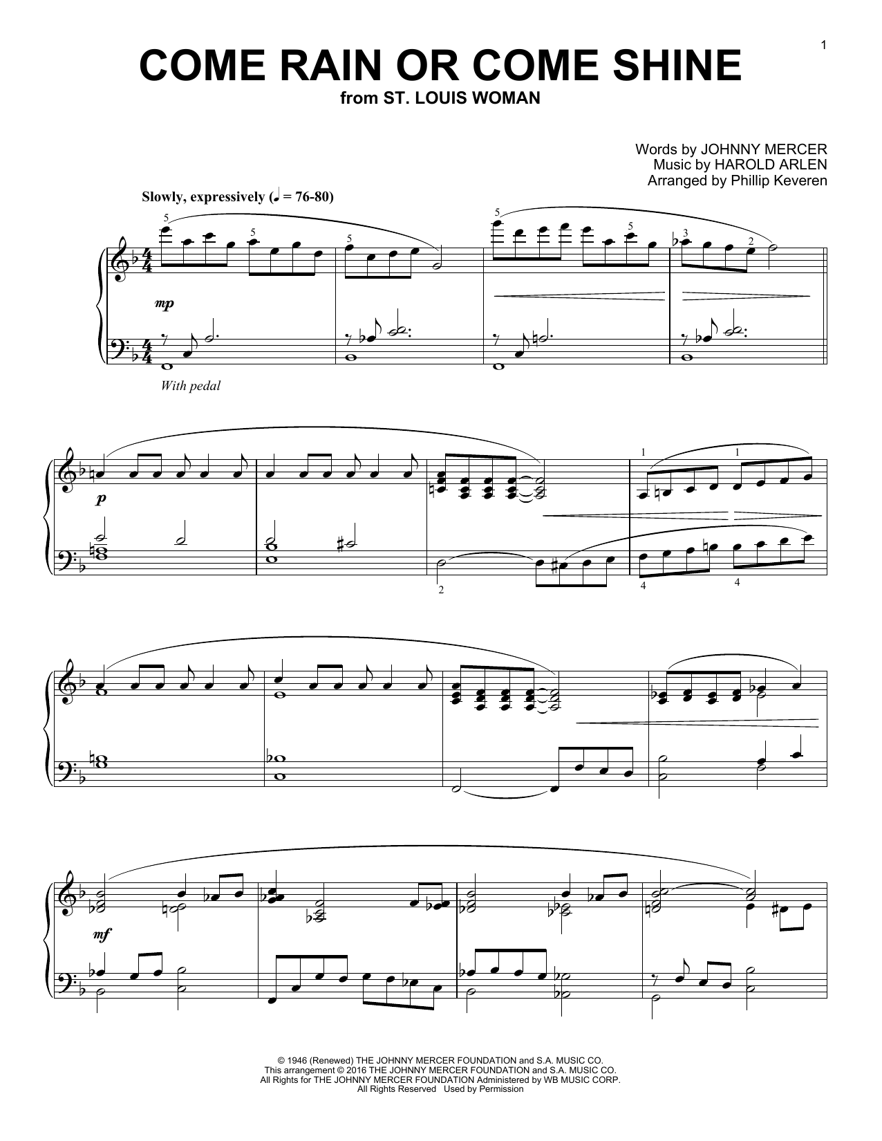 Phillip Keveren Come Rain Or Come Shine Sheet Music Notes & Chords for Piano - Download or Print PDF