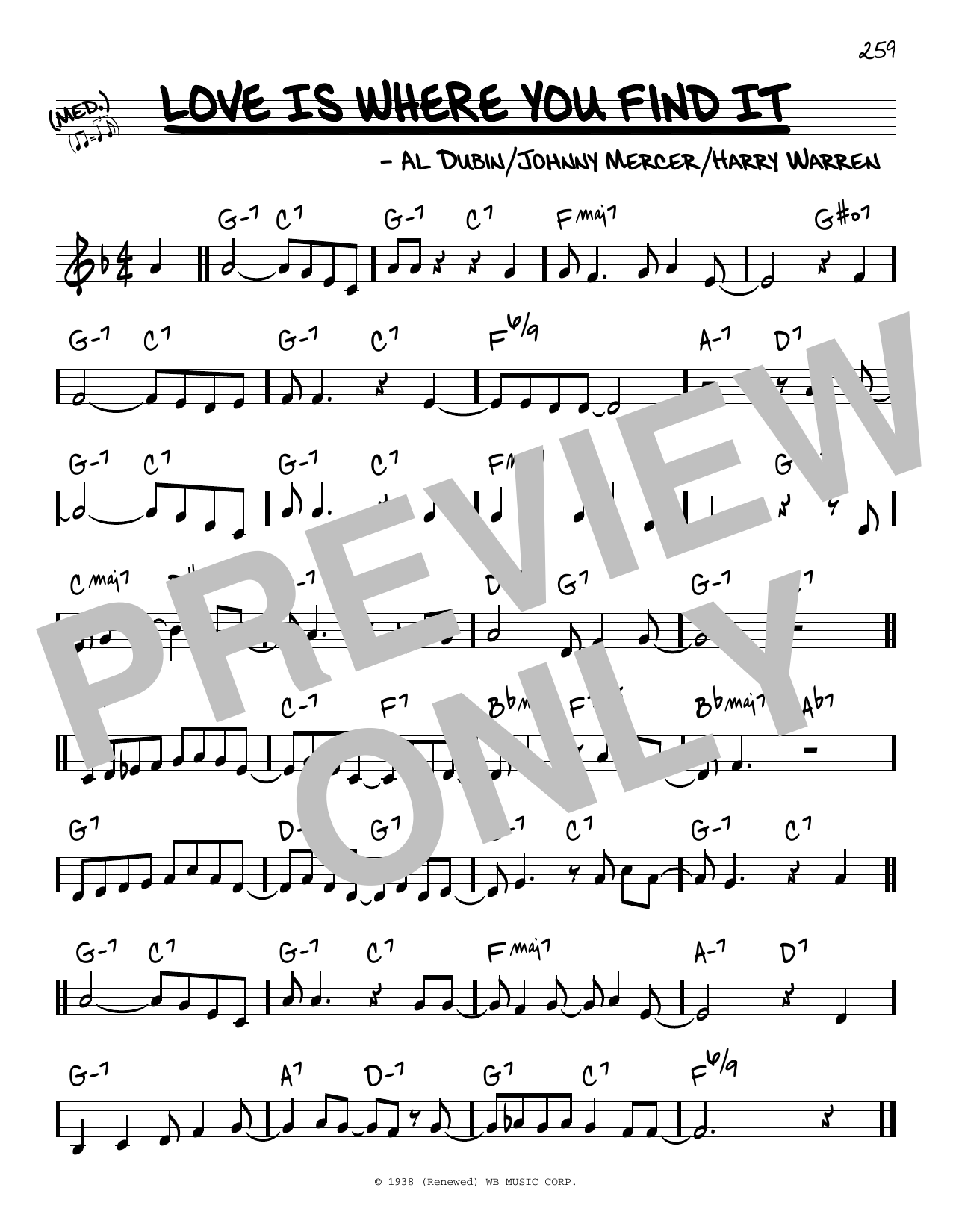 Johnny Mercer, Harry Warren and Al Dubin Love Is Where You Find It Sheet Music Notes & Chords for Real Book – Melody & Chords - Download or Print PDF