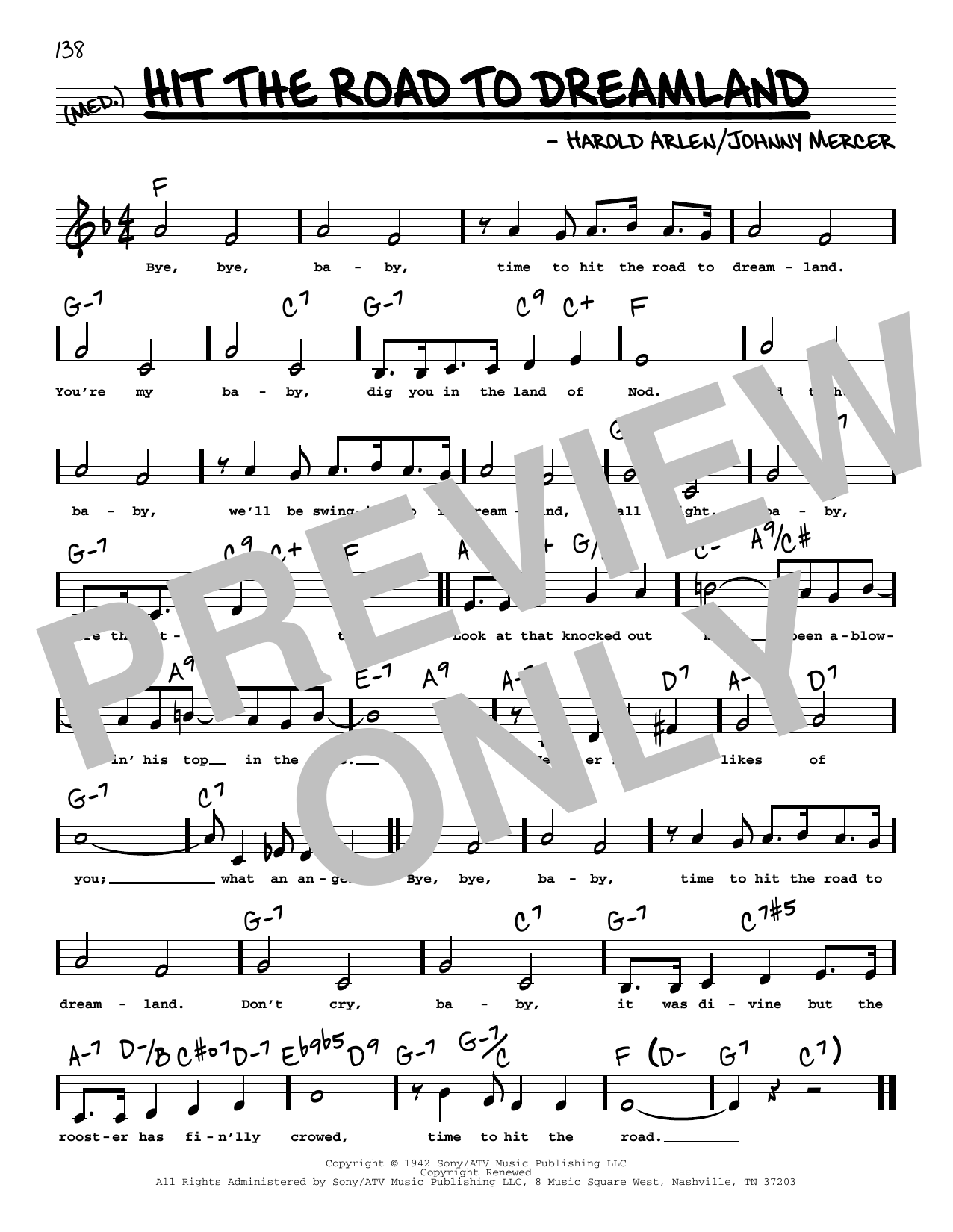 Johnny Mercer Hit The Road To Dreamland (Low Voice) Sheet Music Notes & Chords for Real Book – Melody, Lyrics & Chords - Download or Print PDF