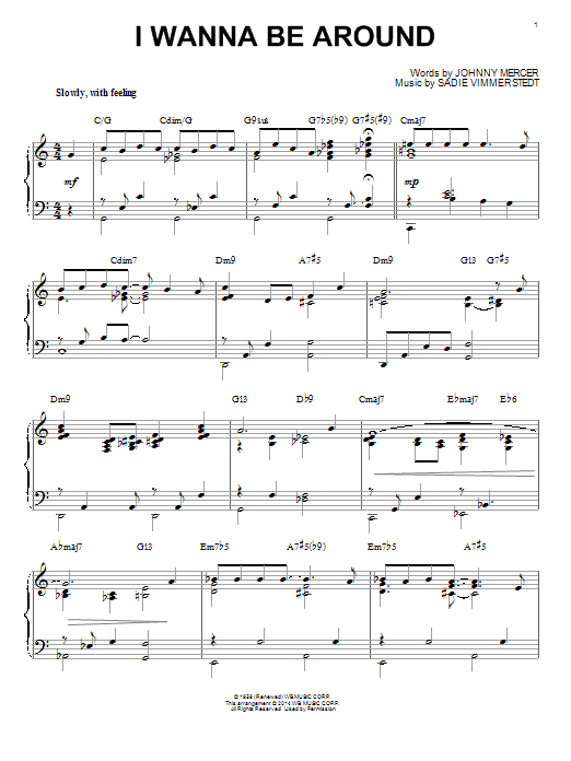 Johnny Mercer I Wanna Be Around [Jazz version] (arr. Brent Edstrom) Sheet Music Notes & Chords for Piano - Download or Print PDF
