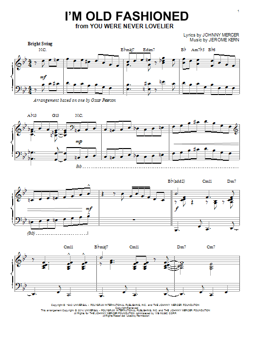 Johnny Mercer I'm Old Fashioned [Jazz version] (arr. Brent Edstrom) Sheet Music Notes & Chords for Piano - Download or Print PDF