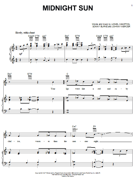 Johnny Mercer Midnight Sun Sheet Music Notes & Chords for Cello - Download or Print PDF