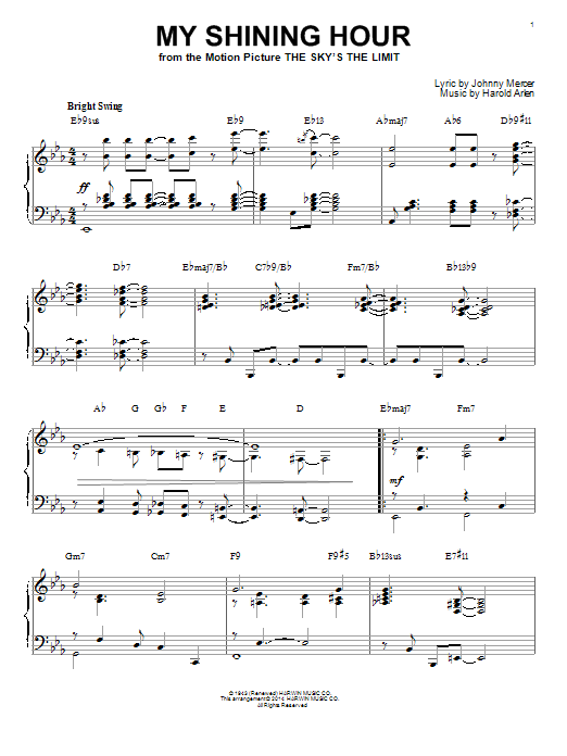 Johnny Mercer My Shining Hour [Jazz version] (arr. Brent Edstrom) Sheet Music Notes & Chords for Piano Solo - Download or Print PDF