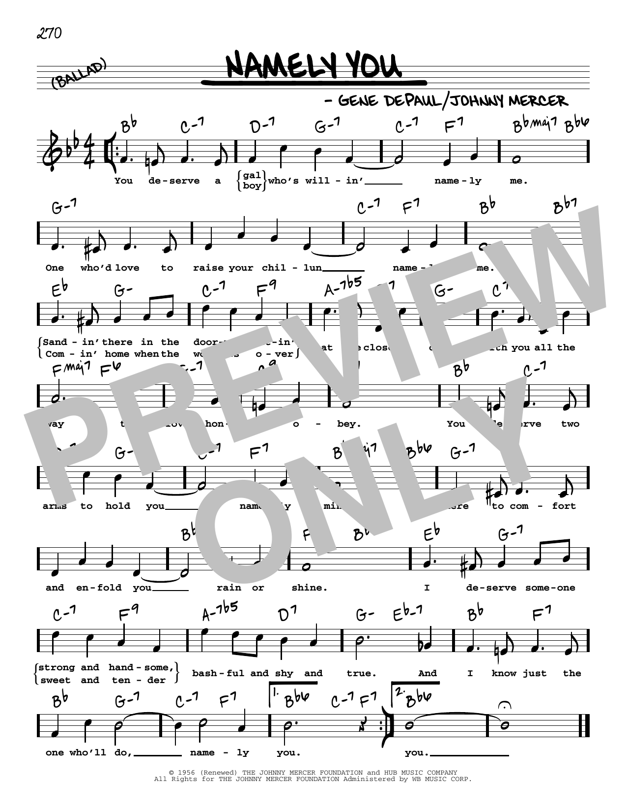 Johnny Mercer Namely You (High Voice) Sheet Music Notes & Chords for Real Book – Melody, Lyrics & Chords - Download or Print PDF