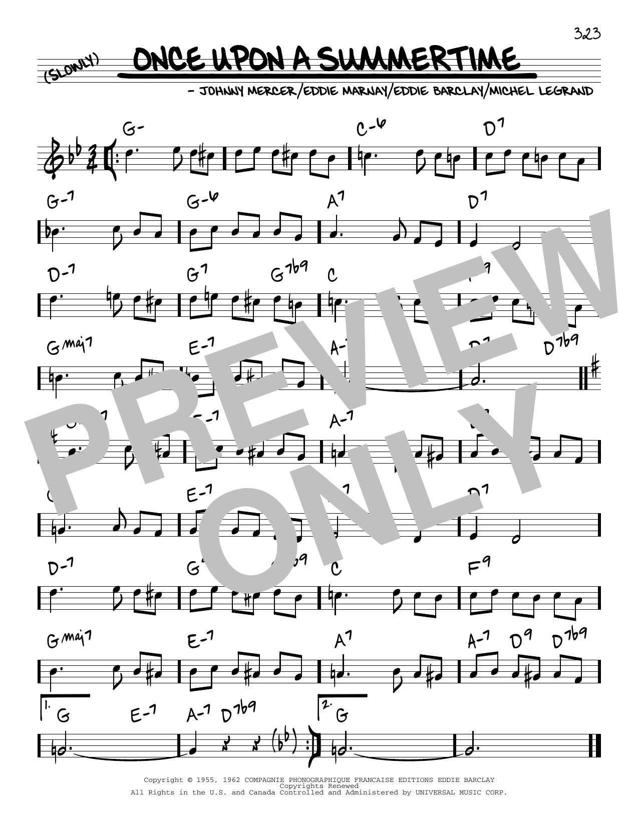 Johnny Mercer Once Upon A Summertime Sheet Music Notes & Chords for Real Book – Melody & Chords - Download or Print PDF