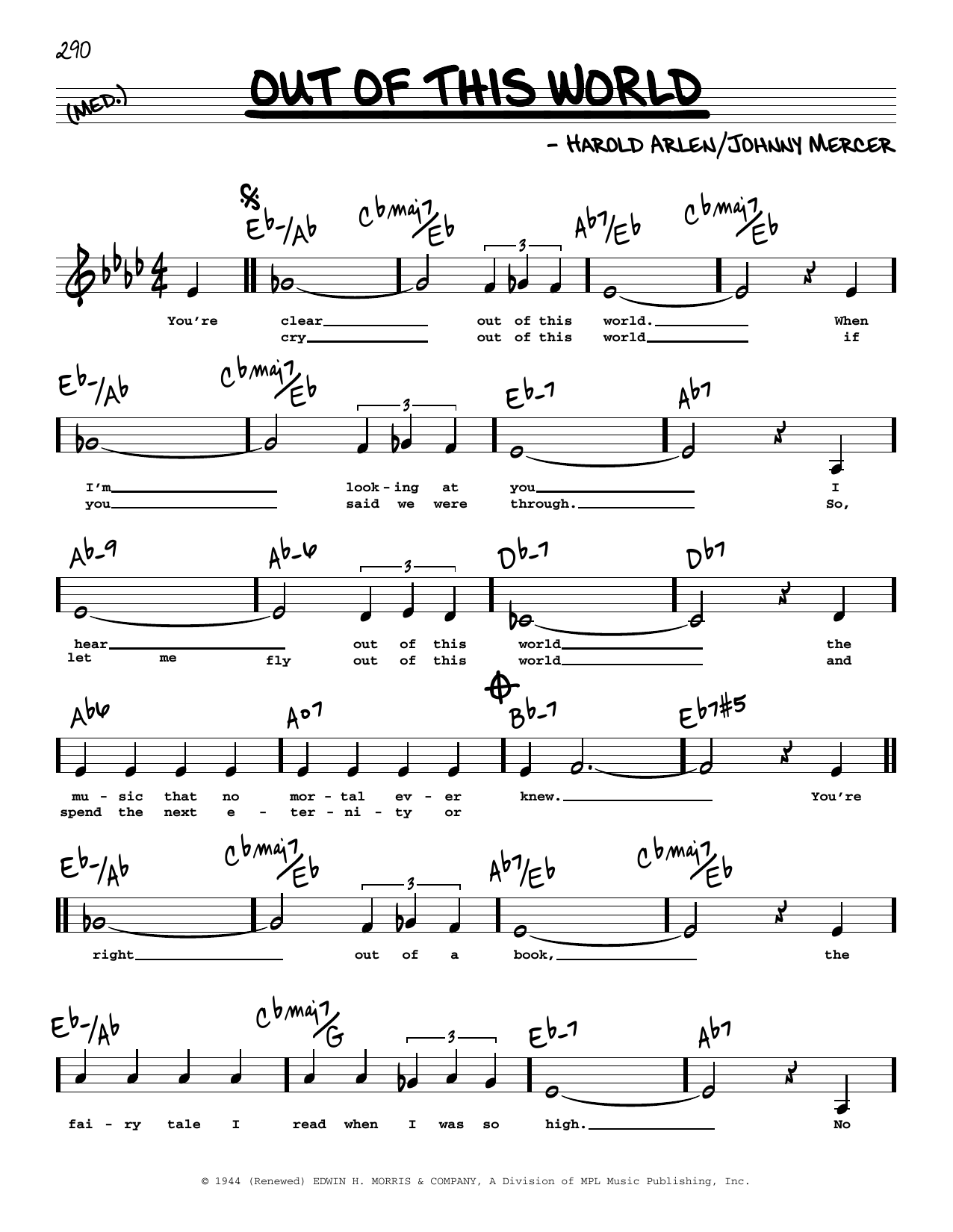 Johnny Mercer Out Of This World (Low Voice) Sheet Music Notes & Chords for Real Book – Melody, Lyrics & Chords - Download or Print PDF