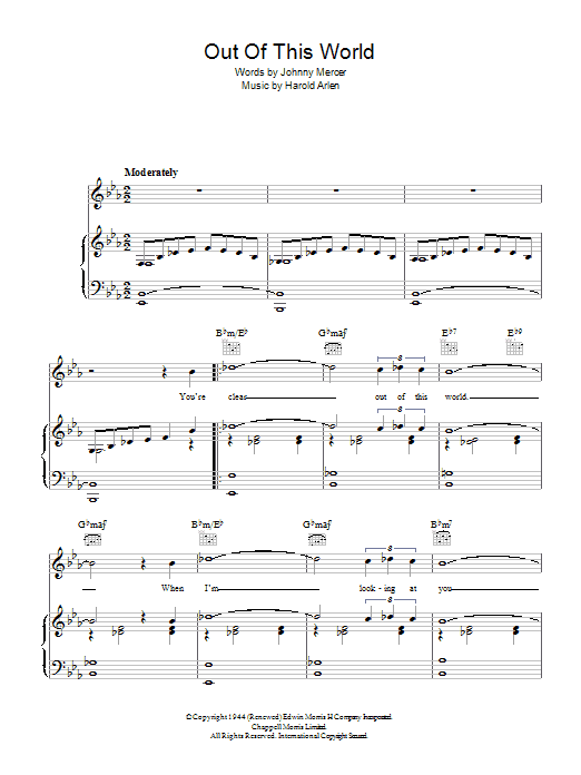Johnny Mercer Out Of This World Sheet Music Notes & Chords for Piano, Vocal & Guitar - Download or Print PDF