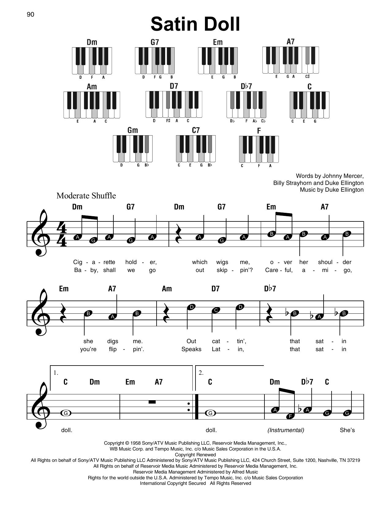 Johnny Mercer Satin Doll Sheet Music Notes & Chords for Piano Transcription - Download or Print PDF