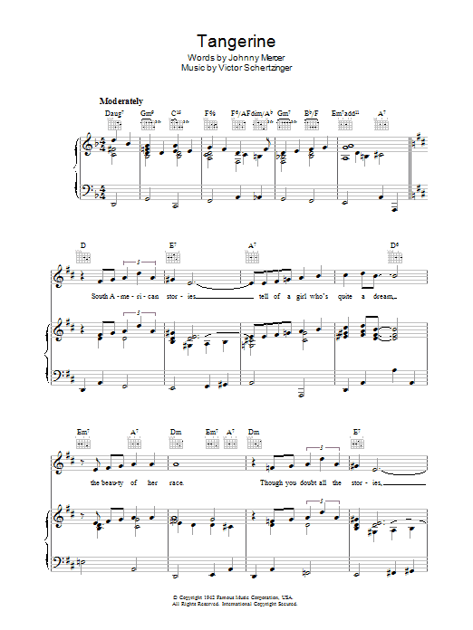 Johnny Mercer Tangerine Sheet Music Notes & Chords for Guitar Tab - Download or Print PDF