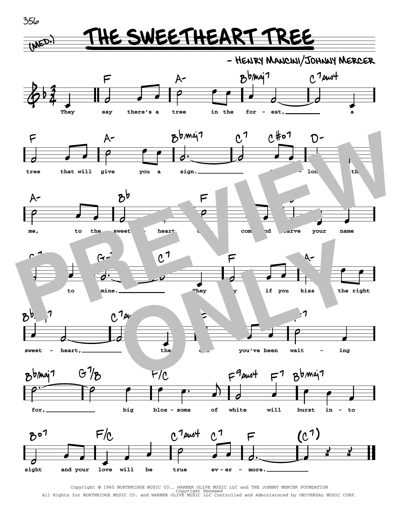 Johnny Mercer The Sweetheart Tree (High Voice) Sheet Music Notes & Chords for Real Book – Melody, Lyrics & Chords - Download or Print PDF
