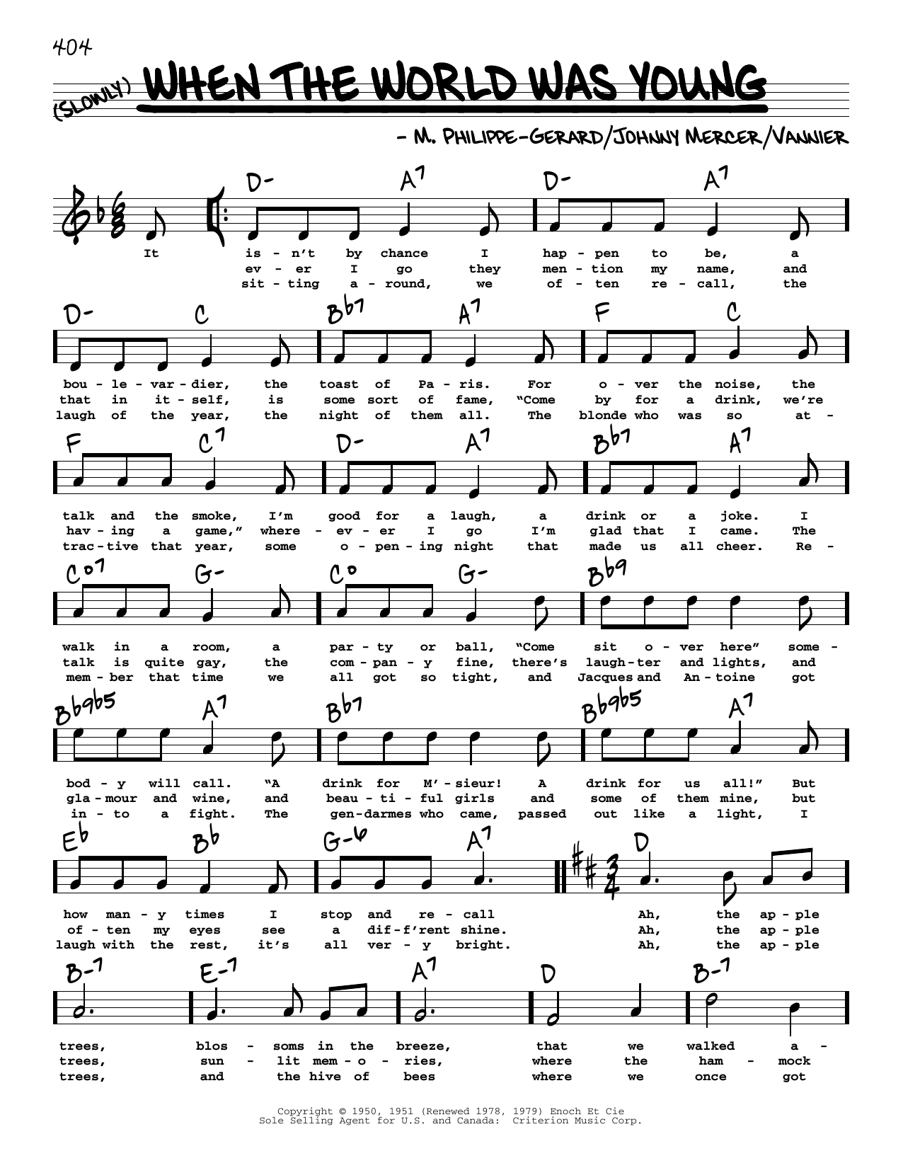 Johnny Mercer When The World Was Young (High Voice) Sheet Music Notes & Chords for Real Book – Melody, Lyrics & Chords - Download or Print PDF