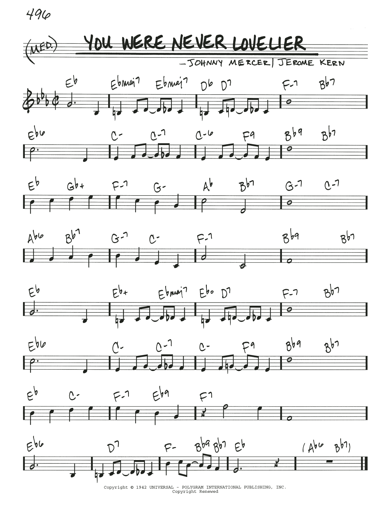 Johnny Mercer You Were Never Lovelier Sheet Music Notes & Chords for Real Book – Melody & Chords - Download or Print PDF Johnny Mercer You Were Never Lovelier Sheet Music Notes & Chords for Real Book – Melody & Chords - Download or Print PDF