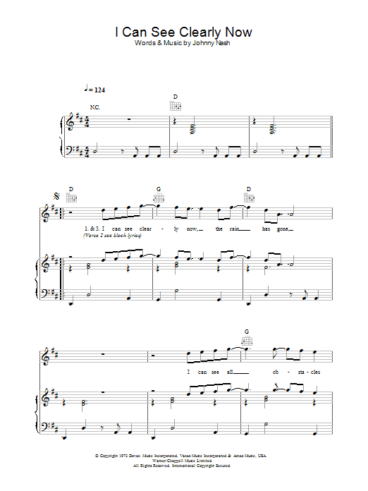 Johnny Nash I Can See Clearly Now Sheet Music Notes & Chords for Lead Sheet / Fake Book - Download or Print PDF