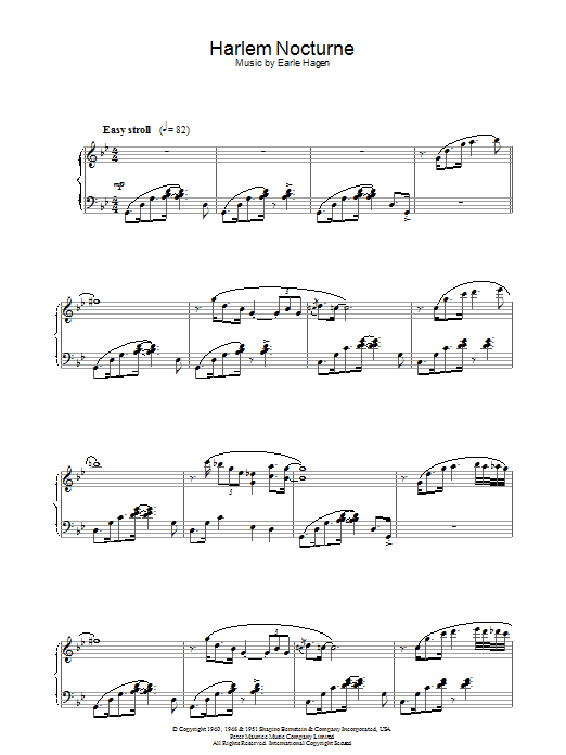 Johnny Otis Harlem Nocturne Sheet Music Notes & Chords for Piano - Download or Print PDF