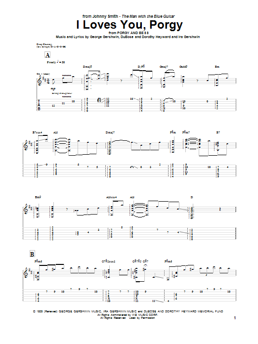 Johnny Smith I Loves You, Porgy Sheet Music Notes & Chords for Guitar Tab - Download or Print PDF