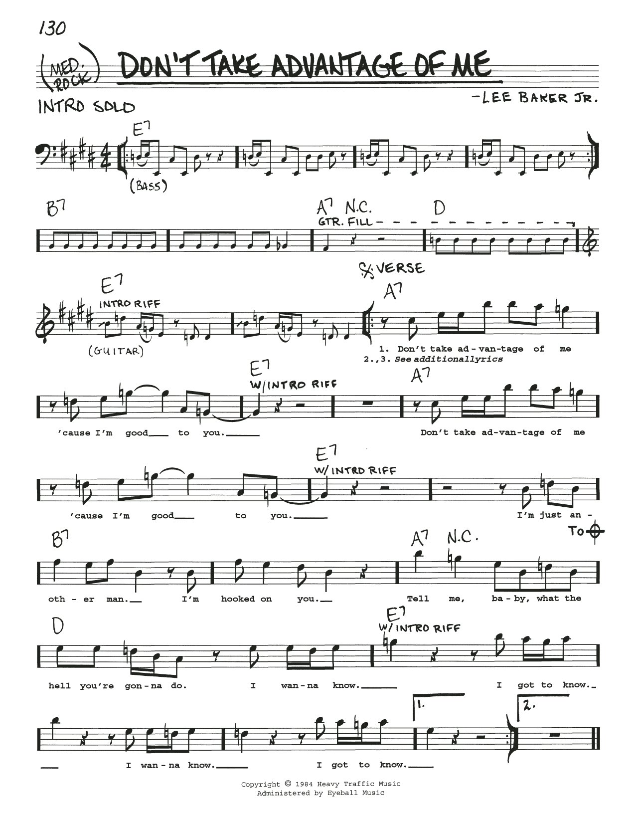 Johnny Winter Don't Take Advantage Of Me Sheet Music Notes & Chords for Real Book – Melody, Lyrics & Chords - Download or Print PDF Johnny Winter Don't Take Advantage Of Me Sheet Music Notes & Chords for Real Book – Melody, Lyrics & Chords - Download or Print PDF