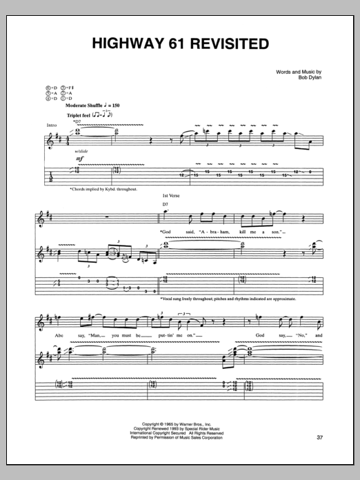 Johnny Winter Highway 61 Revisited Sheet Music Notes & Chords for Guitar Tab - Download or Print PDF
