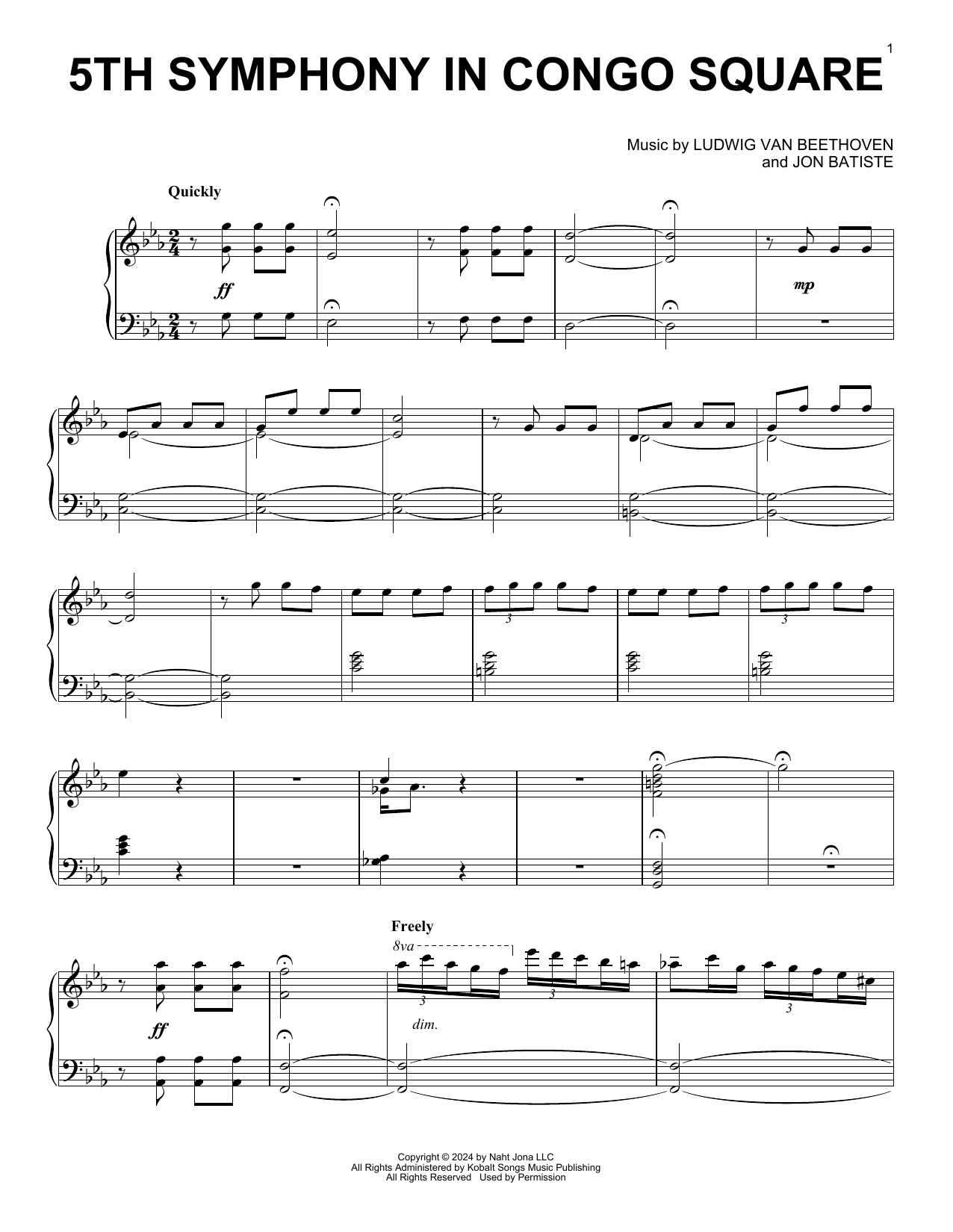 Jon Batiste 5th Symphony In Congo Square Sheet Music Notes & Chords for Piano Solo - Download or Print PDF