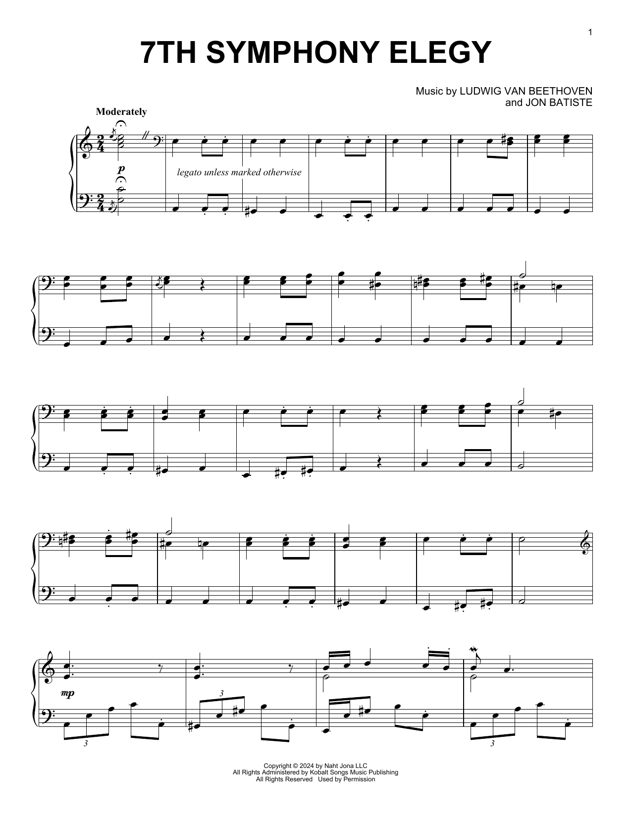 Jon Batiste 7th Symphony Elegy Sheet Music Notes & Chords for Piano Solo - Download or Print PDF