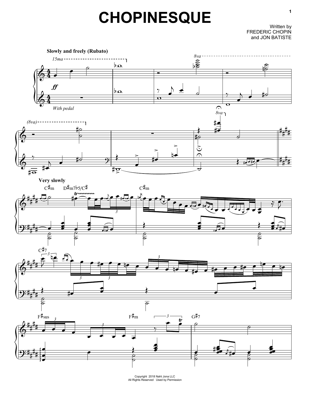 Jon Batiste Chopinesque Sheet Music Notes & Chords for Piano Solo - Download or Print PDF