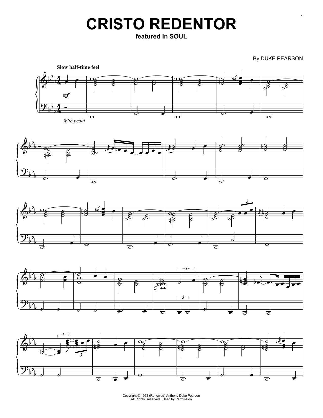 Jon Batiste Cristo Redentor (from Soul) Sheet Music Notes & Chords for Piano Solo - Download or Print PDF