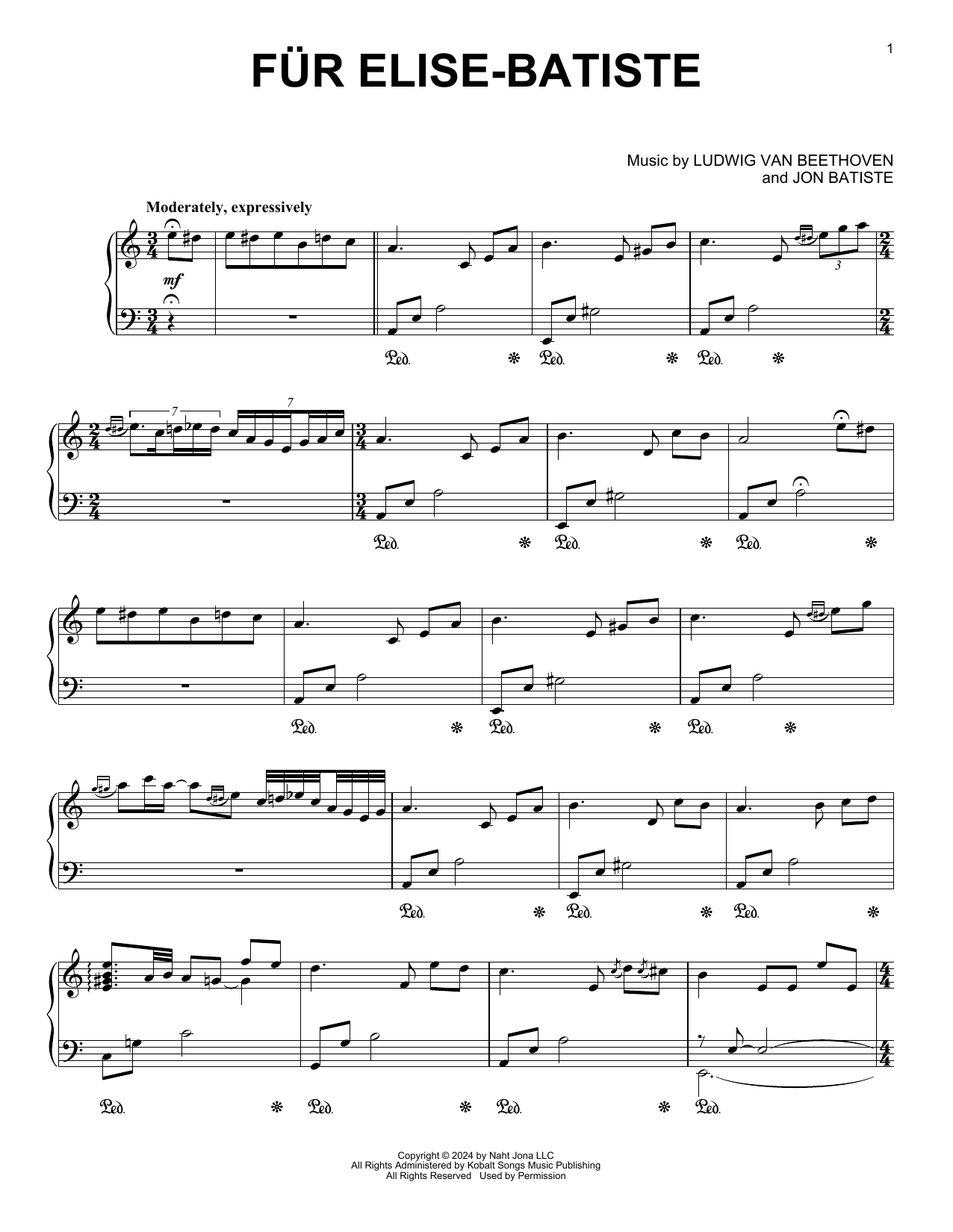 Jon Batiste Fur Elise Sheet Music Notes & Chords for Piano Solo - Download or Print PDF