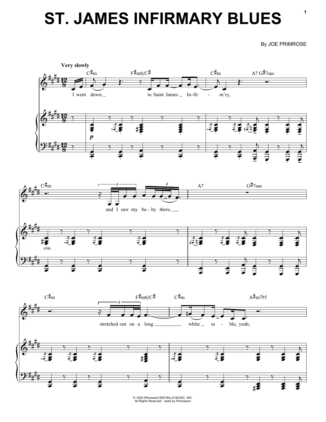 Jon Batiste Saint James Infirmary Blues Sheet Music Notes & Chords for Piano, Vocal & Guitar (Right-Hand Melody) - Download or Print PDF