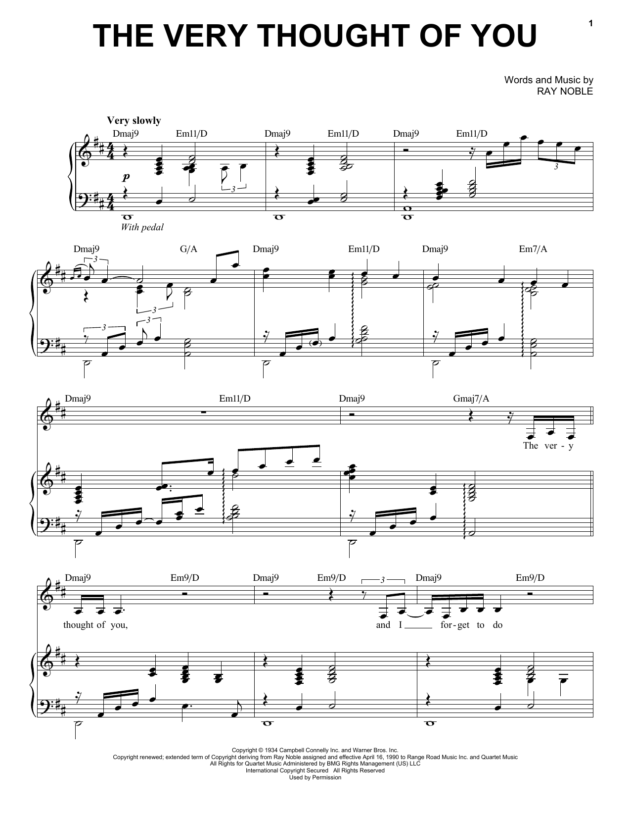 Jon Batiste The Very Thought Of You Sheet Music Notes & Chords for Piano, Vocal & Guitar (Right-Hand Melody) - Download or Print PDF