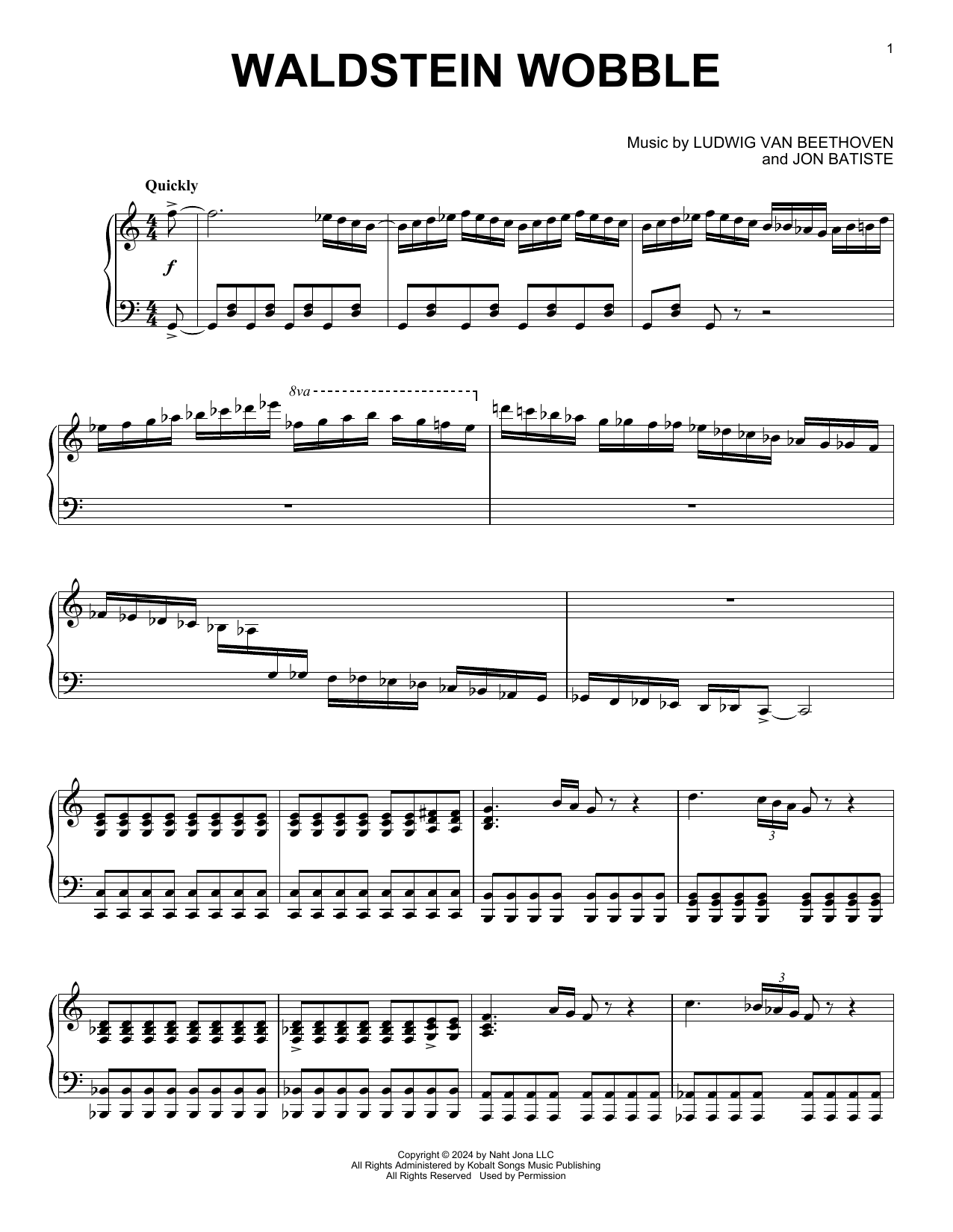 Jon Batiste Waldstein Wobble Sheet Music Notes & Chords for Piano Solo - Download or Print PDF