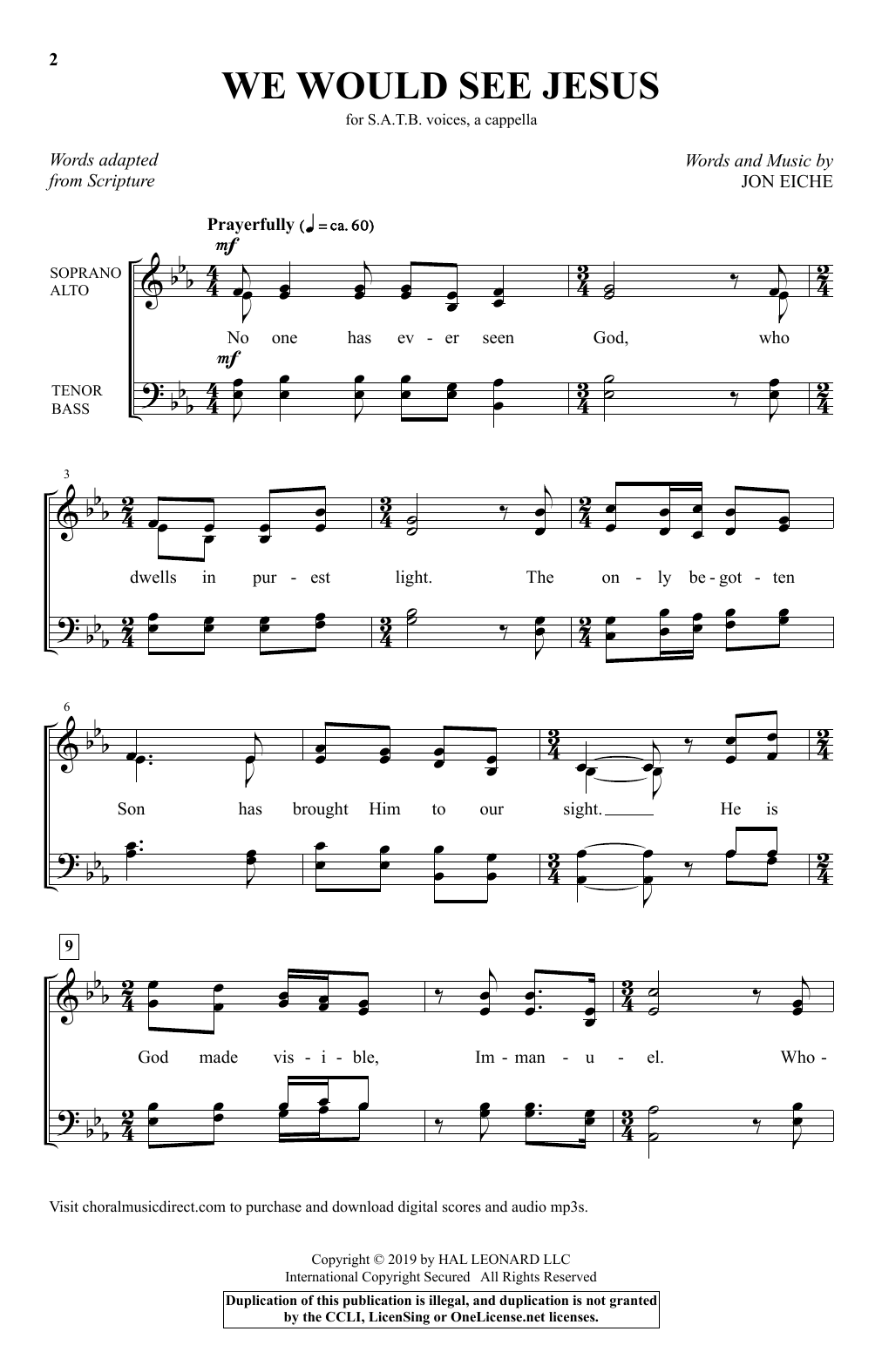 Jon Eiche We Would See Jesus Sheet Music Notes & Chords for SATB Choir - Download or Print PDF