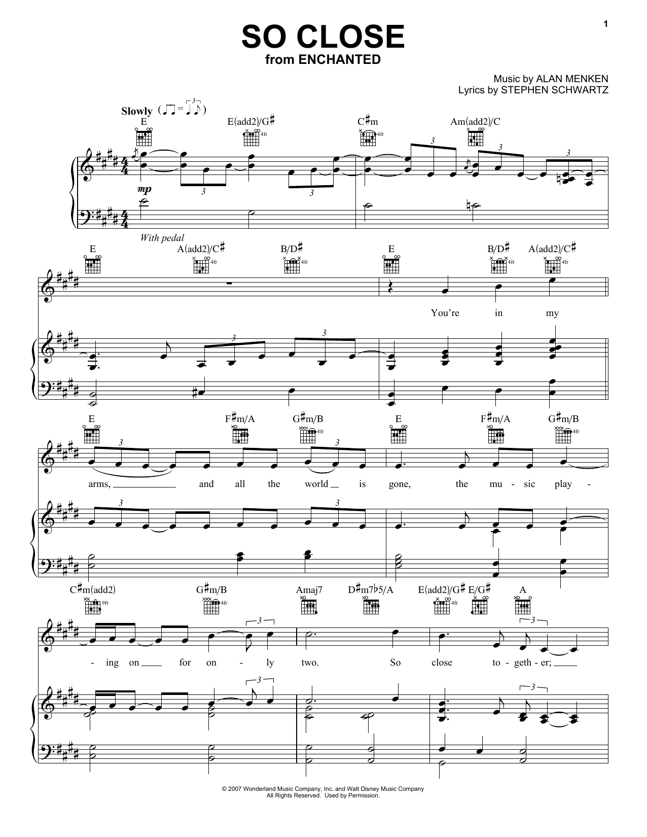 Alan Menken So Close Sheet Music Notes & Chords for Clarinet - Download or Print PDF