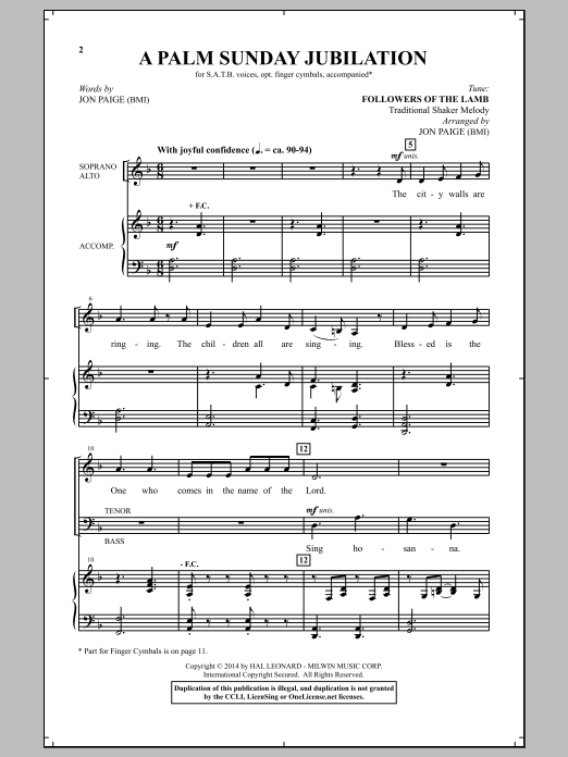 Jon Paige A Palm Sunday Jubilation Sheet Music Notes & Chords for SATB - Download or Print PDF