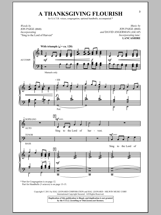 Jon Paige A Thanksgiving Flourish Sheet Music Notes & Chords for SATB - Download or Print PDF