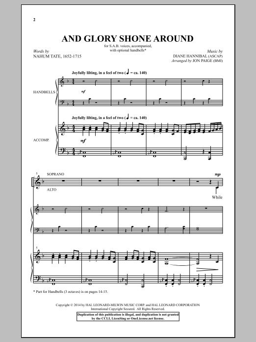 Jon Paige And Glory Shone Around Sheet Music Notes & Chords for SAB - Download or Print PDF