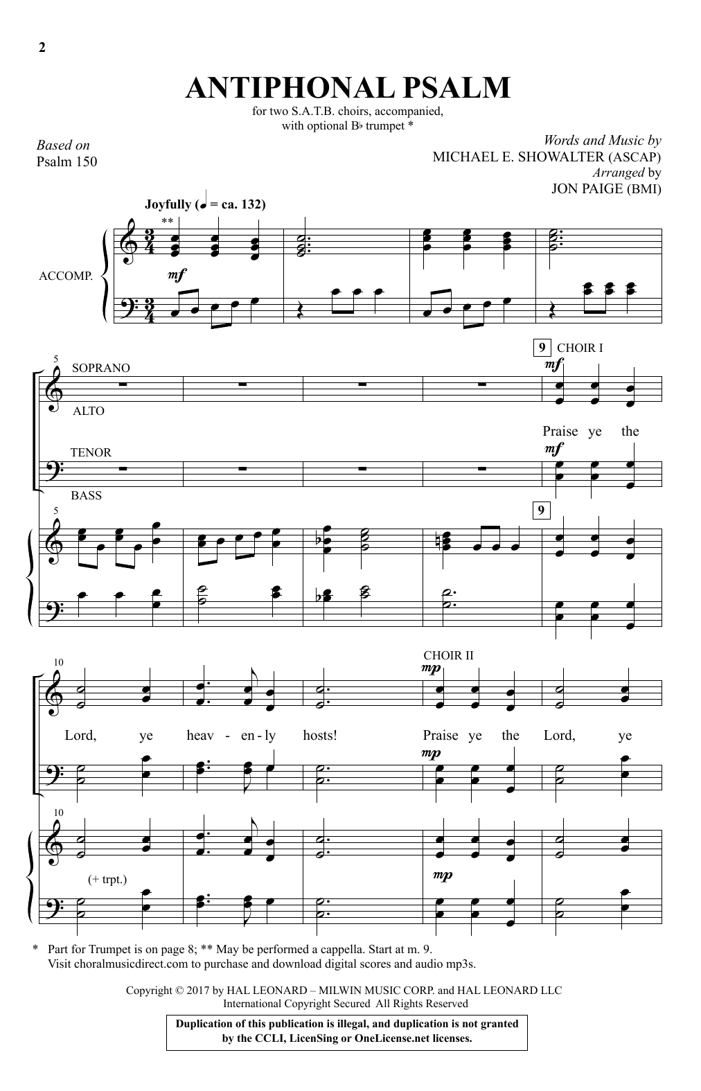 Jon Paige Antiphonal Psalm Sheet Music Notes & Chords for Choral - Download or Print PDF