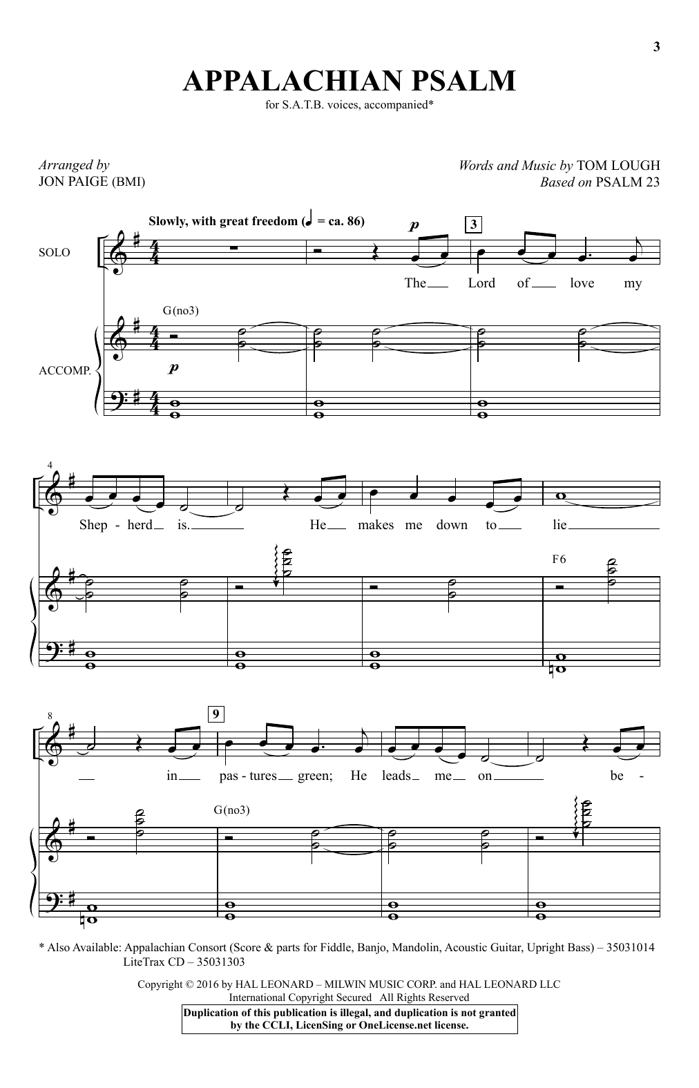 Tom Lough Appalachian Psalm (arr. Jon Paige) Sheet Music Notes & Chords for SATB - Download or Print PDF