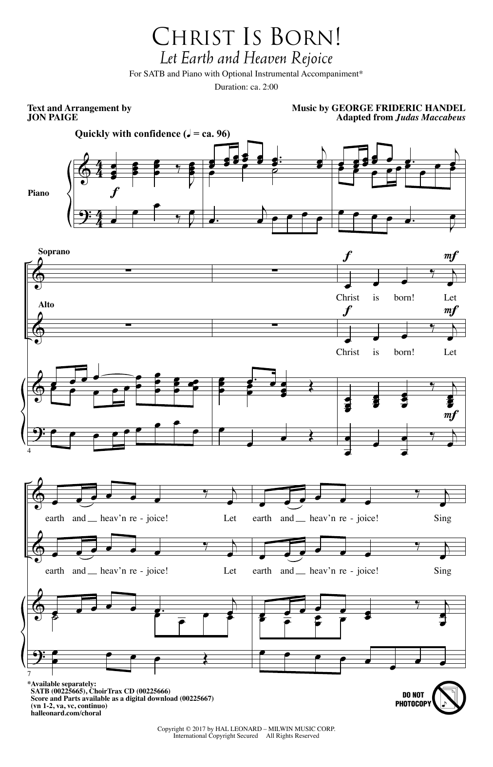 Jon Paige Christ Is Born! (Let Heaven And Earth Rejoice) Sheet Music Notes & Chords for SATB - Download or Print PDF